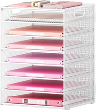 Lavatino 8-Tier Letter Tray Desk Paper Organizer, Mesh File Tray Organizer for D