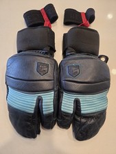 Hestra Fall Line 3-Finger Gloves Size 10 Navy Blue Used Skiing Winter Leather