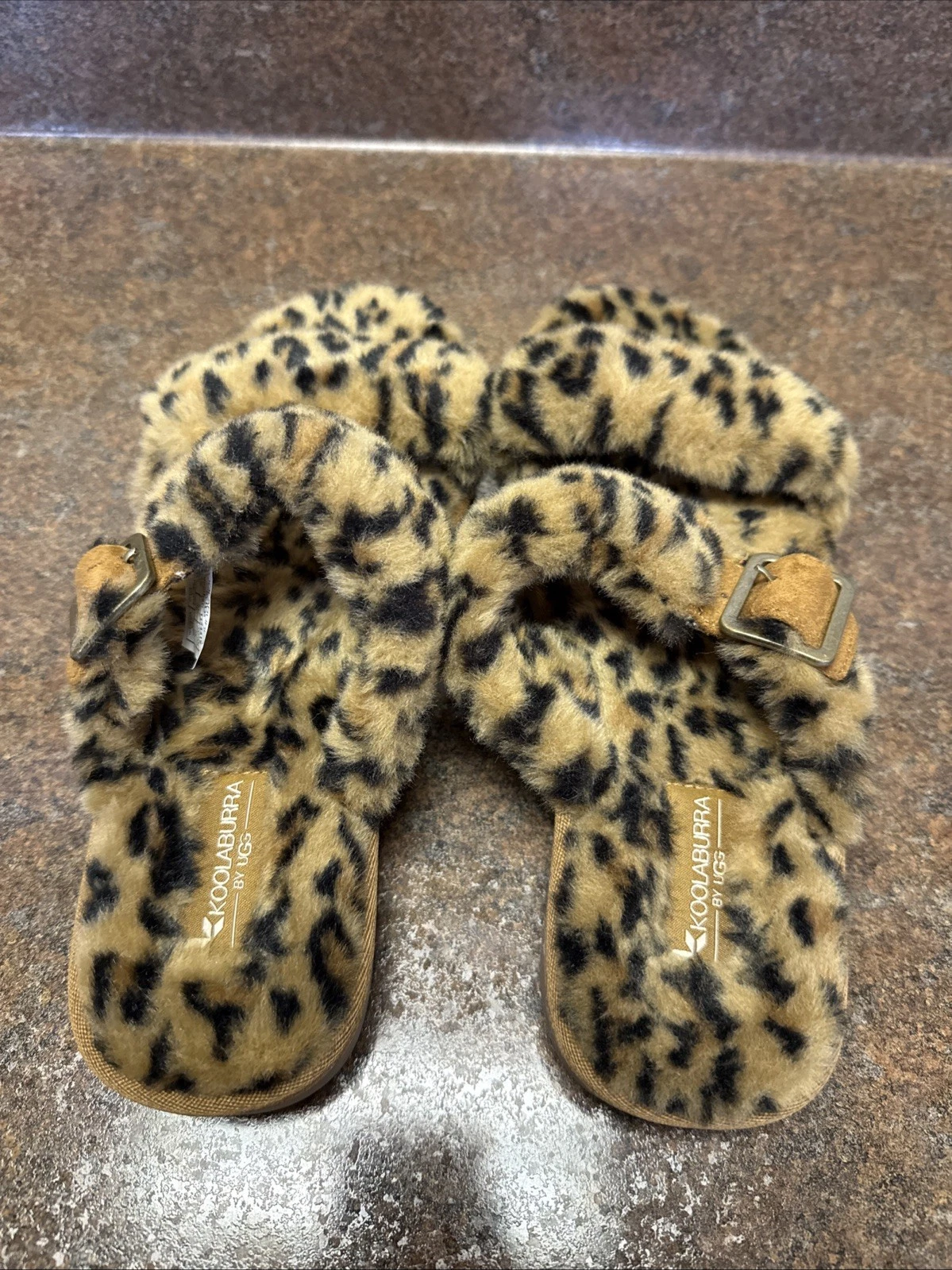 Koolaburra By Ugg sandalo donna 8 marrone leopardato pelliccia slide plateau casual