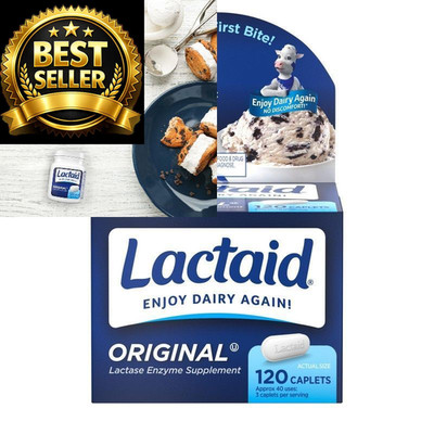 Lactaid Original Strength Lactose Intolerance Pills, 9000 FCC 120 Count