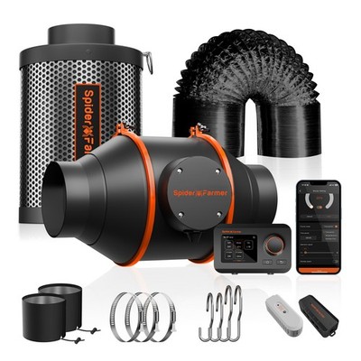 Spider Farmer 205CFM 4'' Inline Fan Smart GGS Controller Kits for Grow Tent 2026