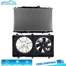 Aluminum Radiator & Cooling Fan Kit For 2003 2004 2005-2007 Honda Accord 2.4L L4