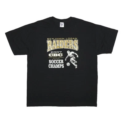 JERZEES T-Shirt Graphique Noir 2007 Manches Courtes Col Ras-du-Cou L - Photo 1/4