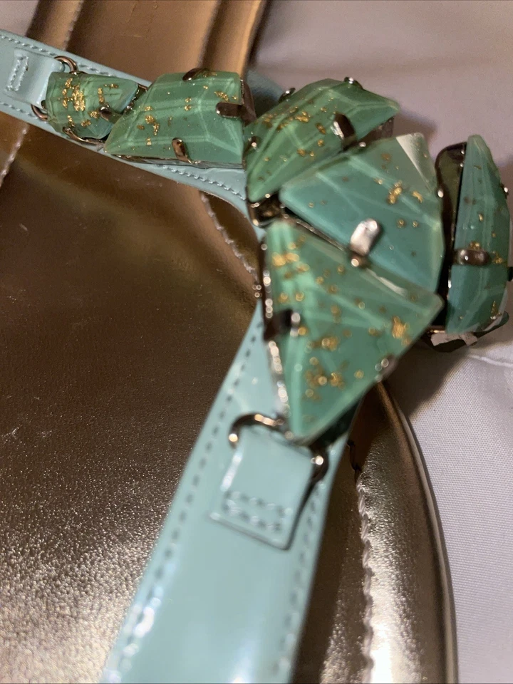Enzo Angiolini teal Flip-Flop sandals New 8 stone, embellished, tiny rhinestones - Image 2 of 4