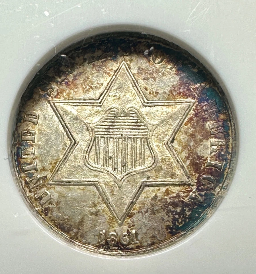 1861  3 CENT SILVER   NGC  MS61 - Image 3 of 4