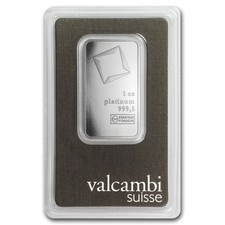 1 oz Platinum Bar - Valcambi Suisse - Sealed in Assay Card 2532.90 per troy oz