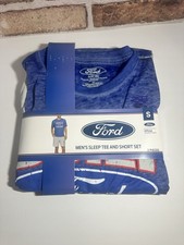 Ford Built Ford Tough Mens Blue Logo Graphic Sleep Tee  Shorts Set S