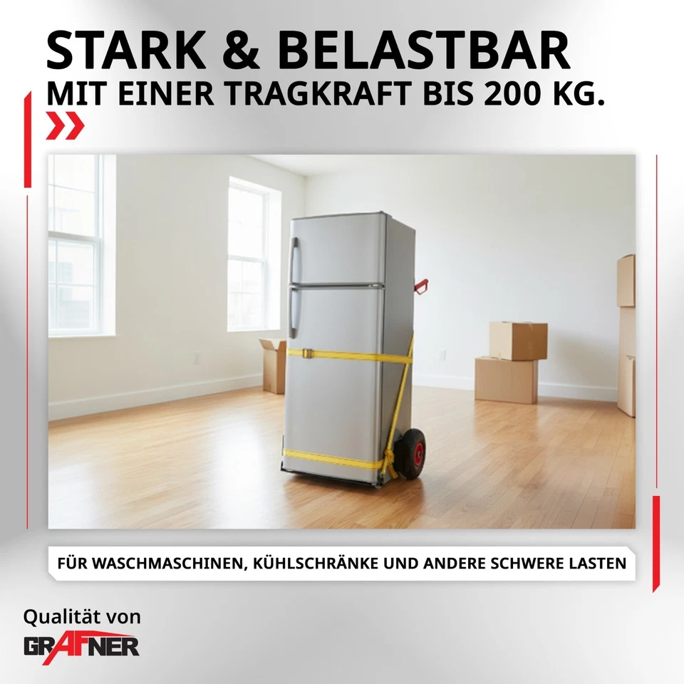Grafner Sackkarre Transportkarre 200 kg klappbar Luftreifen Stahl Stapelkarre - Bild 3 von 4
