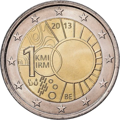 Belgique, 2 Euro, 100e anniversaire de l'Institut royal météorologique de - Photo 1/2