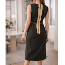 D&G Dolce & Gabbana Wool Silk Sheath Dress Charcoal IT 38