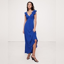 Banana Republic 100% Matte Silk Open-Back Maxi Dress Royal Blue NWT party SZ 10