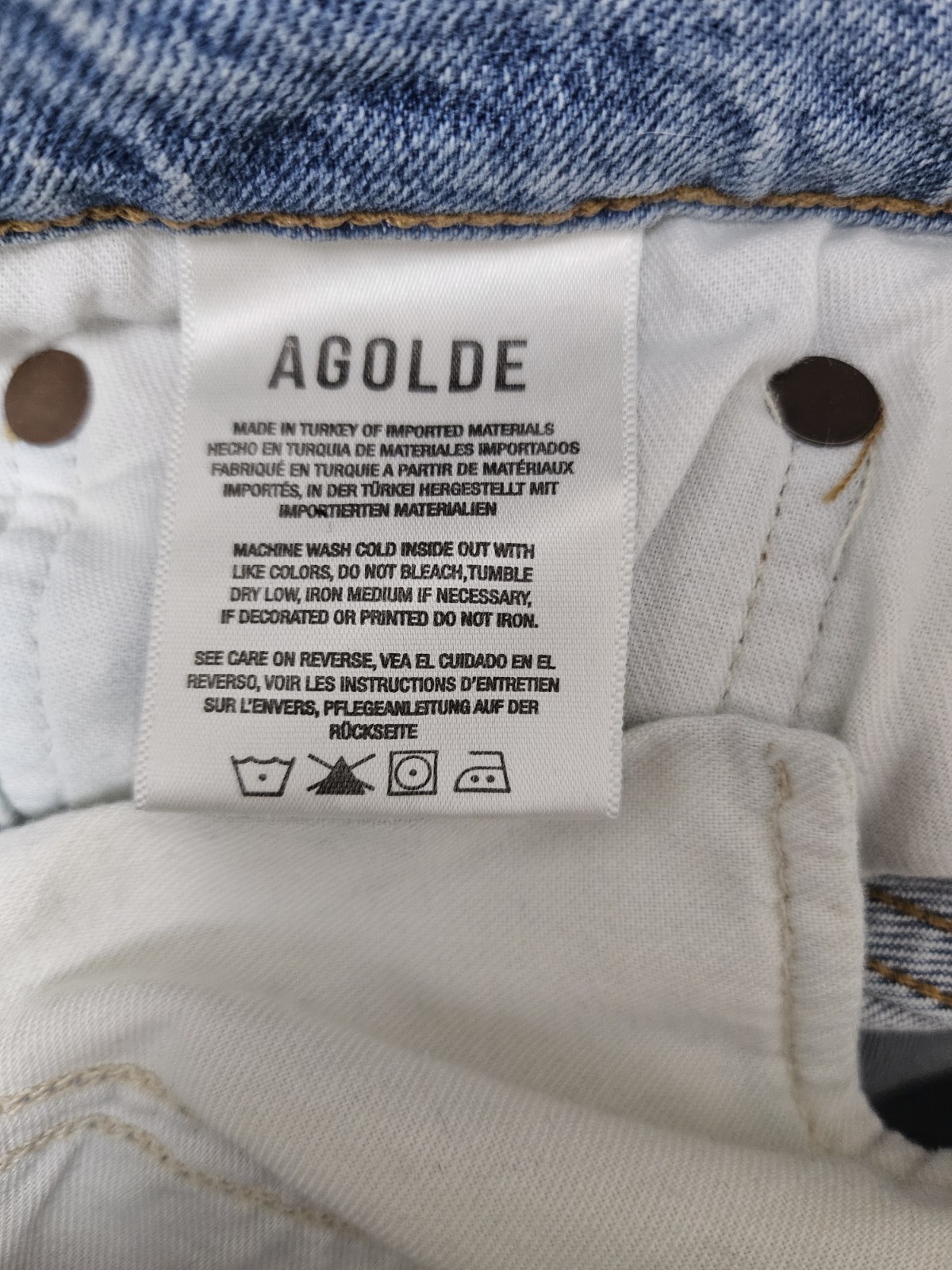 Agolde Riley High Rise Straight Crop Style A056-1255 Sz 31 Blue Button Fly