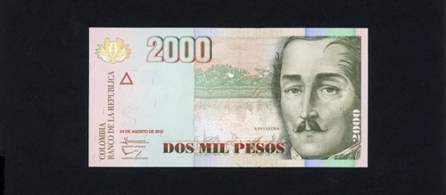 COLOMBIA RADAR SERIAL 09377390 Banknote P457 s , 2013 , 2000 Pesos Oro UNC