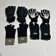 Lot of 4 Pairs Winter Gloves Assorted Knit Insulated Kids Adult Pre- Owned