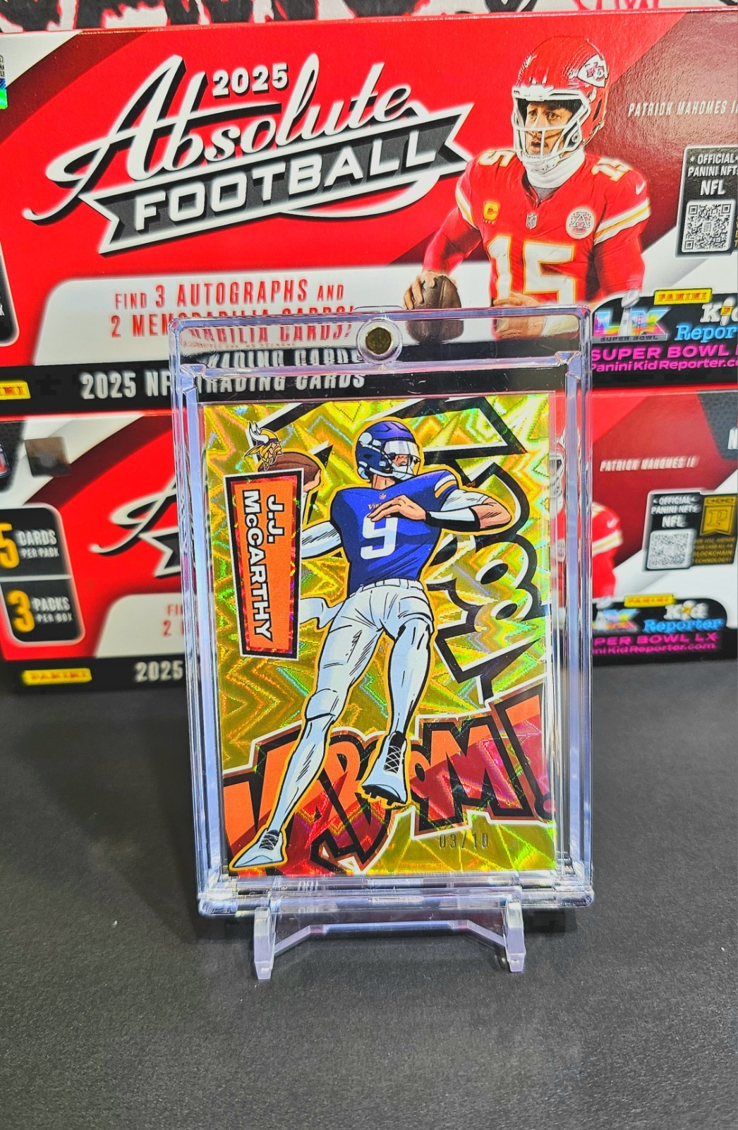 🔥 2025 Panini Absolute - 3/10 GOLD KABOOM! Vertical J.J. McCarthy #2 🔥