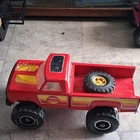Tonka Red Yellow Black Pickup Truck Pressed Steel Toy Vehicle w/ Spare Tire