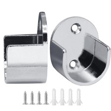 2 Pack Oval Closet Rod End Supports, Silver Wardrobe Bracket Closet Rod Holde...