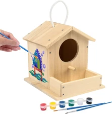 Lotfancy Bird House Kit, DIY Wooden Birdhouse Kits, Arts and Crafts Painting Kit