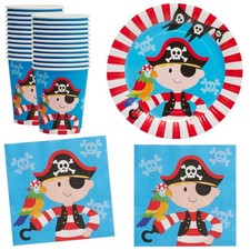 Pirate Party Supplies - Birthday Plates and Napkins  Cups for Boys - Durable...