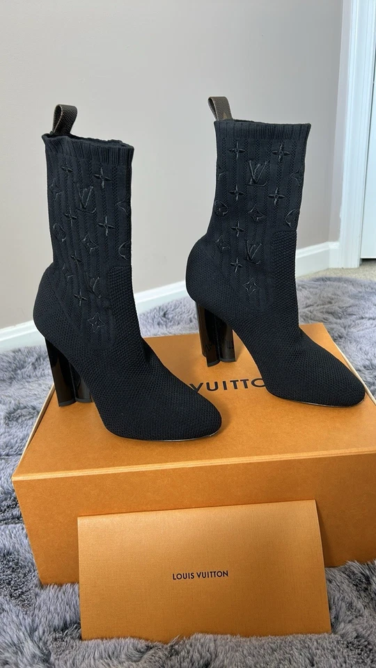Louis Vuitton черный каблук ботинки гладкий дизайн - Изображение 2 из 4
