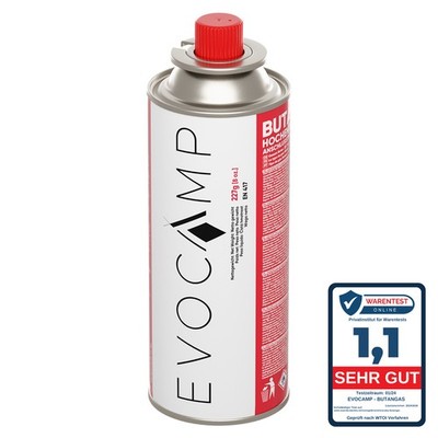 EVOCAMP Butan Gaskartuschen 227g Typ MSF-1a ideal für Campingkocher, Gasheizung