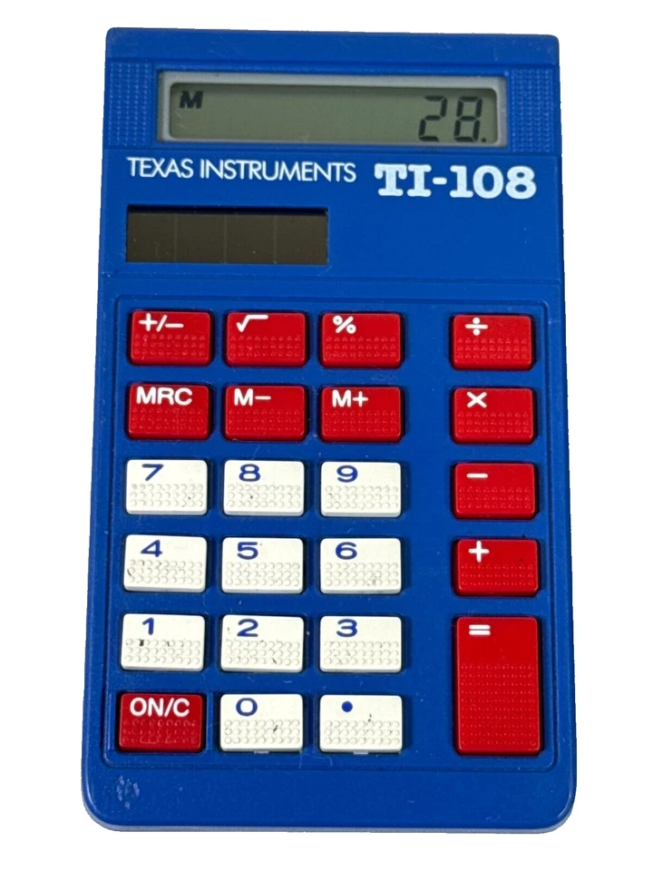 Texas Instruments TI-108 Blue Basic Calculator Elementary School Math #GR122 - Image 2 of 4