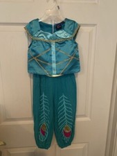 NWT Disney Jasmine Costume Aladdin Live Action Toddler Size 3T Green Top Pants