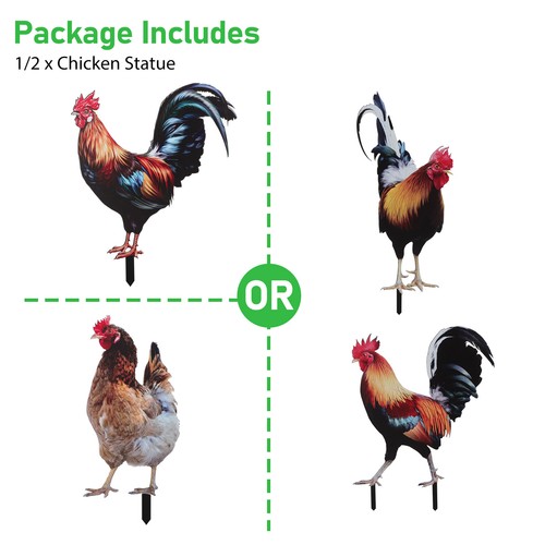 Unique Rooster Hen Chicken Statue Outdoor Garden Yard Art Figure Sculpture Decor - Picture 10 of 13