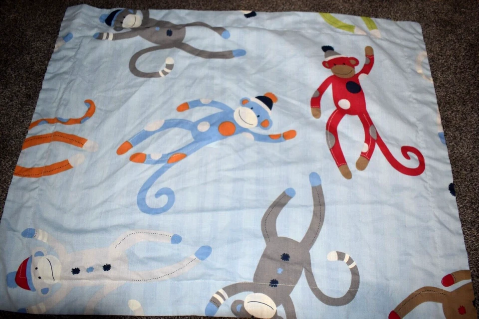 E3!¡GUAU! Juego de 3 fundas de almohada a rayas a lunares MoNkEy calcetín azul jumping beans Foto 2 de 4