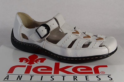 Rieker Women's Slipper Ballerina White/Beige Leather NEW