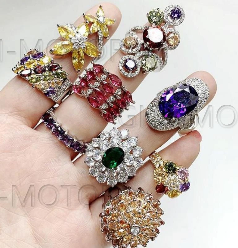 Lote de 100 piezas al por mayor de anillos mezclados de cristal colorido banda para dedos anillo joyería Foto 4 de 4