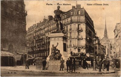 CPA PARIS 5. Statue von Etienne Dolet Place Maubert (1247157)