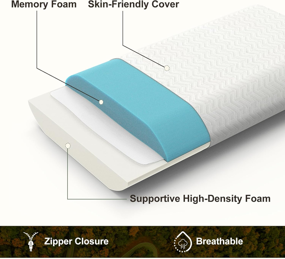 Memory Foam Travel Pillow for Camping with Washable Cover