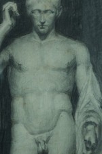 Beautiful Ancient Drawing Of Young Ephebe Nude Germanicus Hermes Antique Marble
