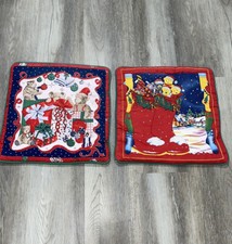 Christmas-themed cotton decorative pillow cases 15x15 country style set of 2