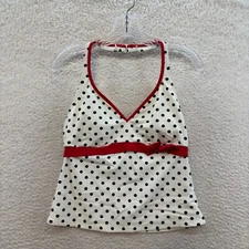 Y2K Vintage Tankini Top 12 Large Polka Dot Halter Rockabilly Mod Retro Swimsuit