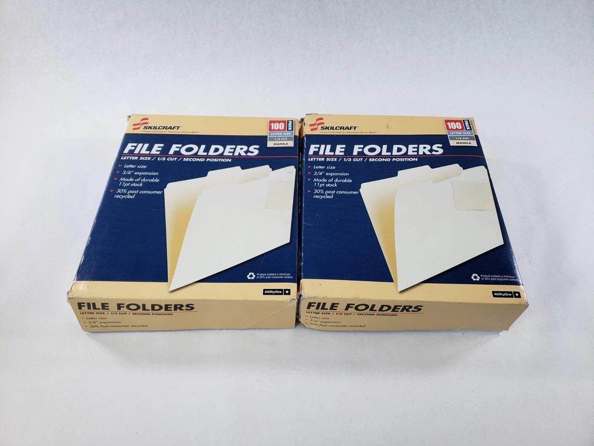Lot Of 2 Pk Skilcraft Manila 1 3 Cut Single Tab File Folders