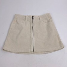 American Eagle Corduroy Mini skirt Size 6 Zip up front Pockets Creme ivory