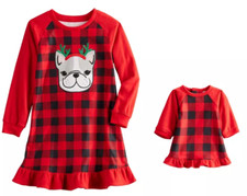 Girl Christmas Pajamas Jammies For Your Families  Plaid Doll Gown Set 3T/4T New
