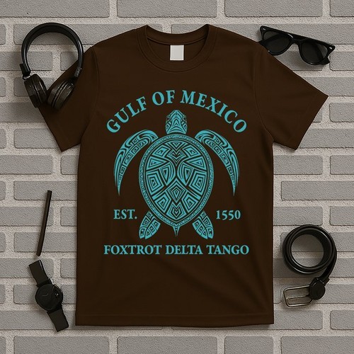 Gulf Of Mexico Turtle Foxtrot Delta Tango EST 1550 T-Shirt Unisex - Picture 10 of 10