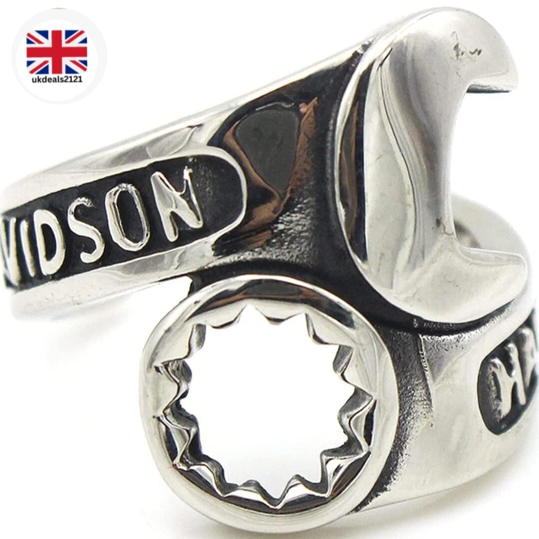 Harley Style Men's Wrench Ring Size 10 Stainless Steel Biker