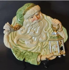 VTG Fitz & Floyd Old Fashioned Santa Holding Lantern Cookie Plate