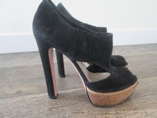 PRADA black suede peep toe heel sz. 37