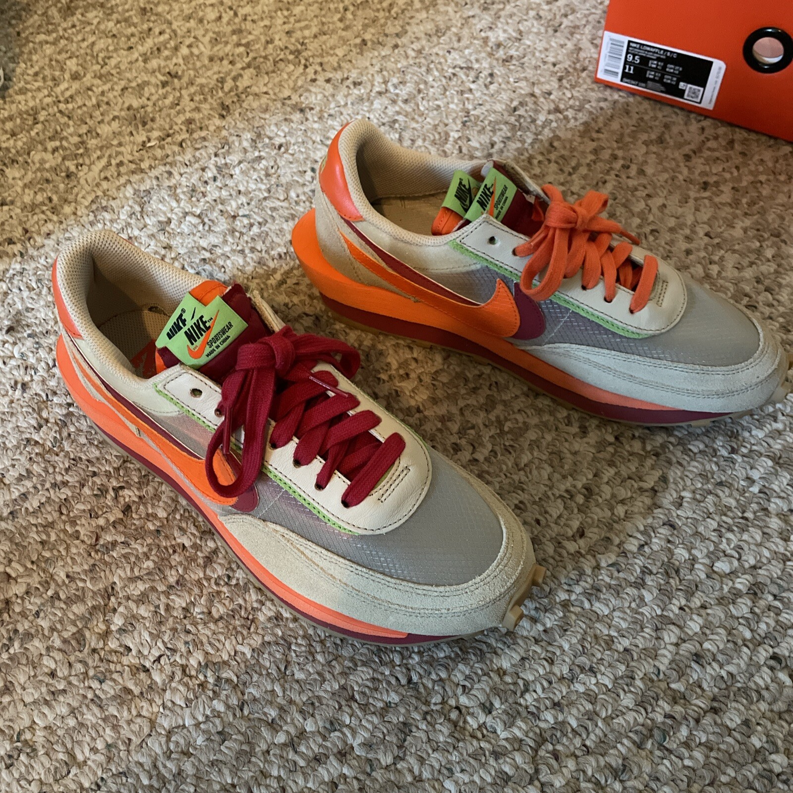 SACAI X NIKE Taglia 9 5 Nike sacai x Clot x LDWaffle Net Orange Blaze