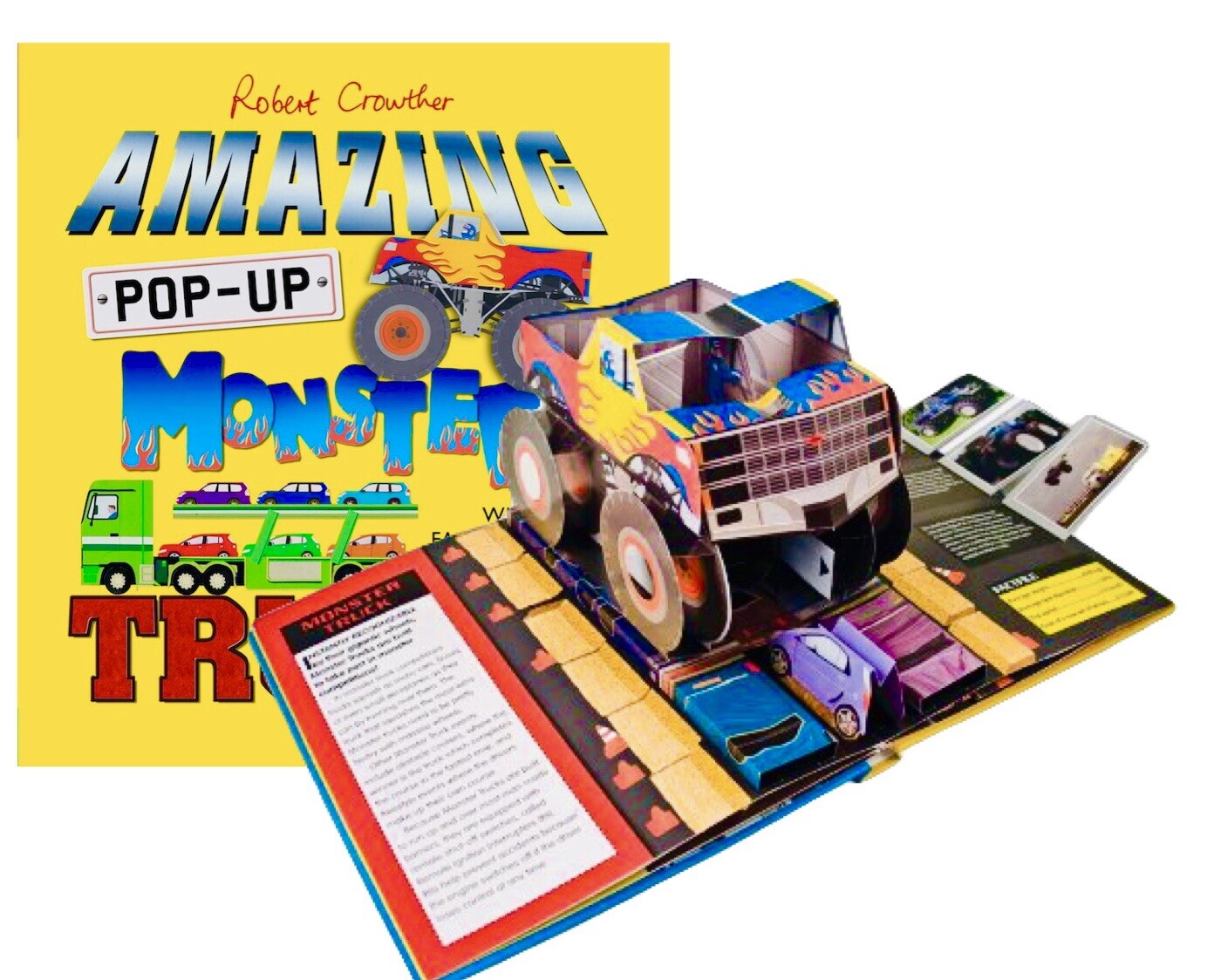 Amazing Pop-Up Monster Trucks Pop Up Book Rare Robert Crowther Paper Engineer