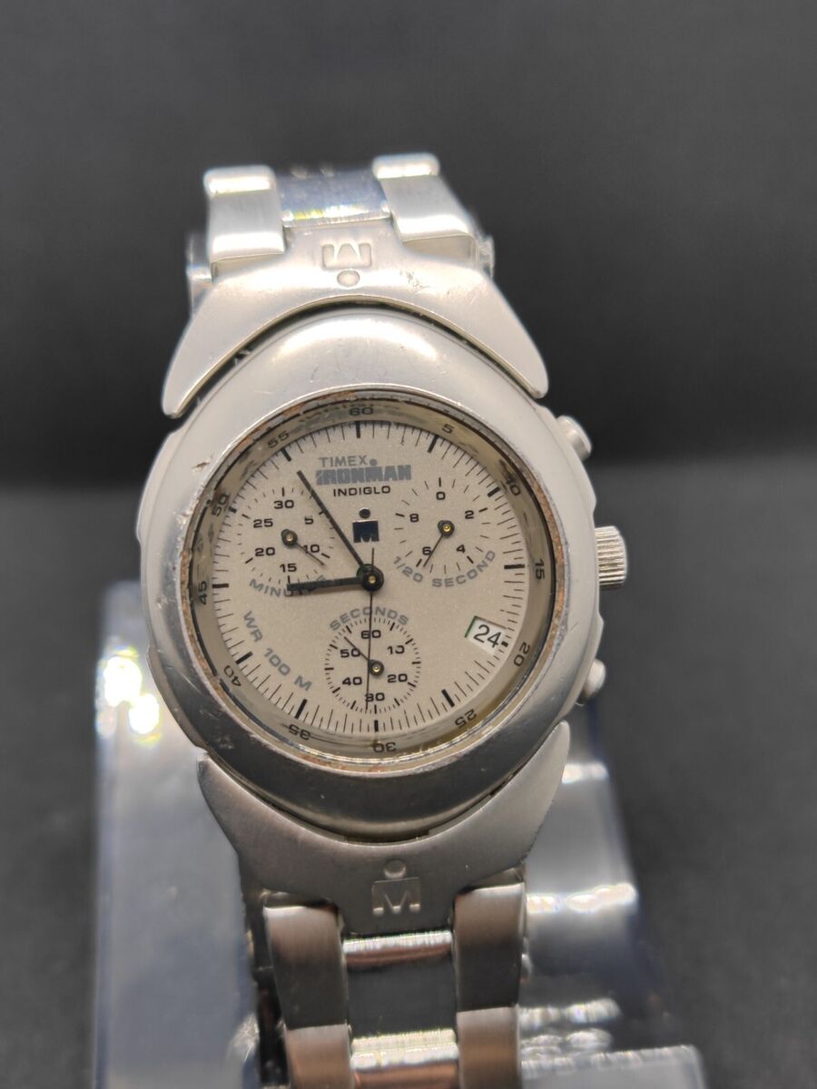 Rare Timex Ironman Indiglo Chronograph Stainless Steel 100m Rare Timex Ironman Indiglo Chronograph Stainless Steel 100m