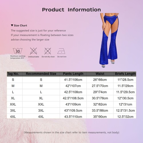 Womens Sparkly Pants Sequin Bell Bottom Legging Pant Disco Rave Party NIghtwear - Picture 16 of 34