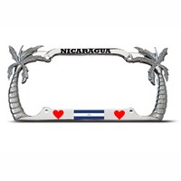 Nicaragua Palm Tree Chrome Tropical License Plate Frame Nicaraguan Flag Auto Tag Nicaragua Palm Tree Chrome Tropical License Plate Frame Nicaraguan Flag Auto Tag