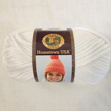 1 Skein Lion Brand Hometown Yarn 6 Super Bulky New York White Acrylic 81 yd