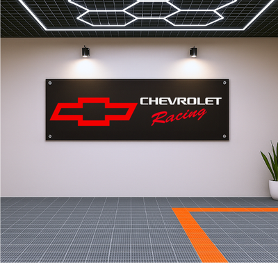 #ad Chevrolet Racing Flag Banner 71x24in Garage Wall Decor Man Cave $26.99